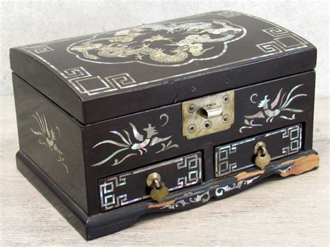 small asian black metal telescoping jewelry box|Asian Jewelry Box Small .